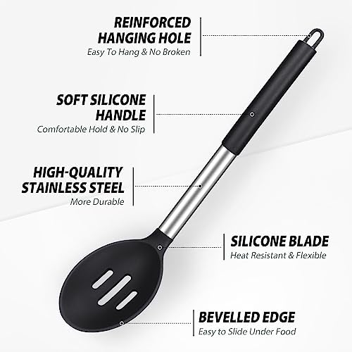 Pack of 2 Large Silicone Cooking Spoons, BPA Free Kitchen Scoops - Image 3