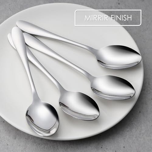 Stainless Steel Serving Spoons, E-far 4-Piece Metal Solid Spoons Hostess - Image 3