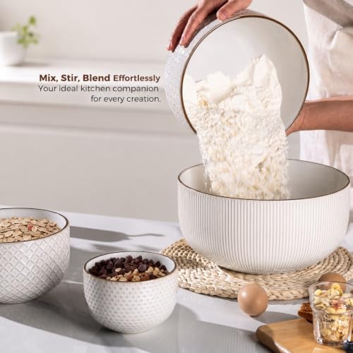 GBhome Ceramic Mixing Bowls Set of 4, Stoneware Nesting Serving Bowls - Image 5
