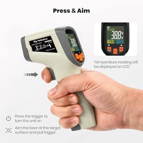 Tilswall Infrared Thermometer, Laser Temperature Gun -58°F~1112°F - Image 2