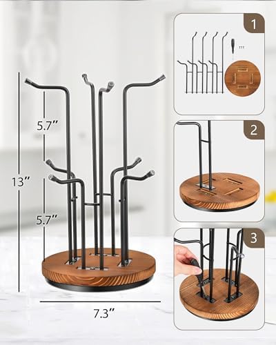 HULISEN 360° Rotating Mug Tree, Coffee Mug Holder - Image 4