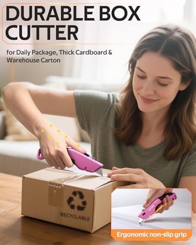 VOTREK® Box Cutter Utility Knife, 2-in-1 Safety Retractable Box Cutter - Image 3