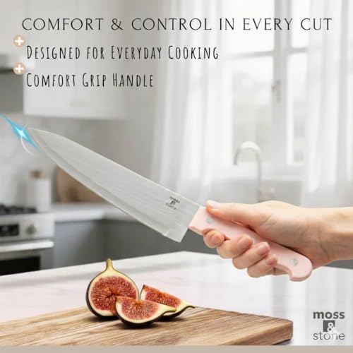 Moss & Stone Pink 14 Pcs Kitchen Knife Set - Image 3