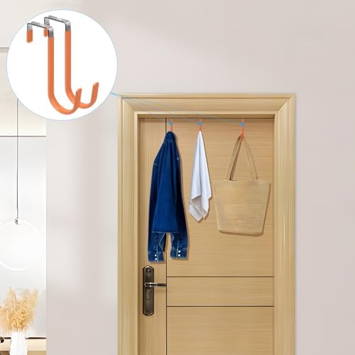 FYY Over the Door Hooks, Single-Hanger 4 Pack, Fits Doors 1 3/8" Orange - Image 6
