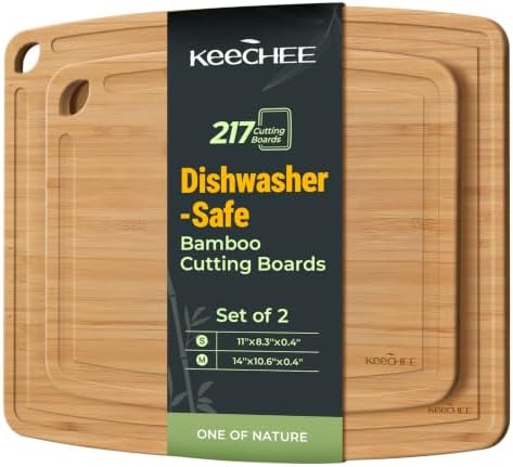 Keechee Dishwasher Safe Bamboo Cutting Boards Durable Lightweight Wood Cutting by Keechee