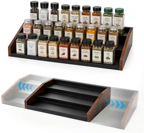TIOPGHAD 3-Tier Expandable Spice Rack Organizer, 12.8-22.6 in, Rustic Brown by TIOPGHAD