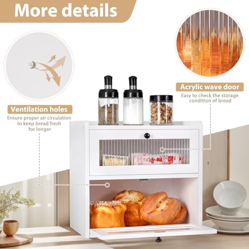 Sunhoo Bread Box for Kitchen Countertop Wooden Bread Storage Container Bin 2 - Image 2