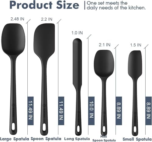 ChefAide 5 Pieces Silicone Spatulas Set, Heat Resistant Rubber Spatula - Image 2