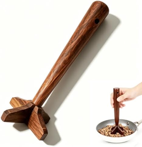 Wooden Meat Chopper for Ground Beef, Heat Resistant Hamburger Chopper, by Unknown