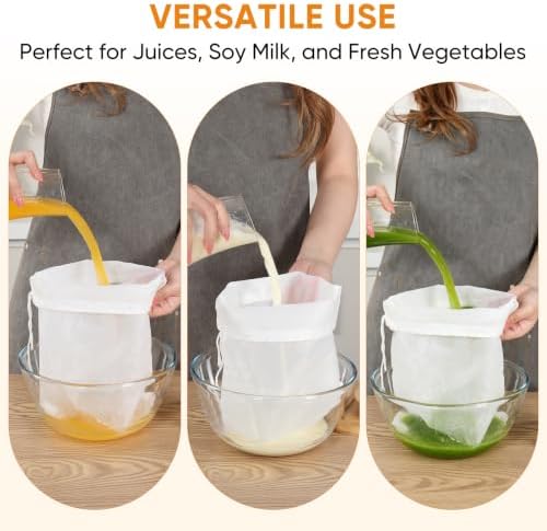 Ultra Fine 300 Mesh Nylon Strainer Bags – 12"x18", Reusable Kitchen Filter Bags - Image 2