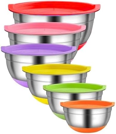 Mixing Bowls with Lids 6 Piece, Stainless Steel Nesting Bowls Set by CreateABetterLife