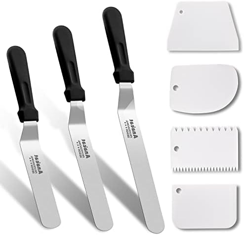 Anaeat Icing Spatula, 3 Pieces Professional Angled Offset Frosting Spatulas by Anaeat
