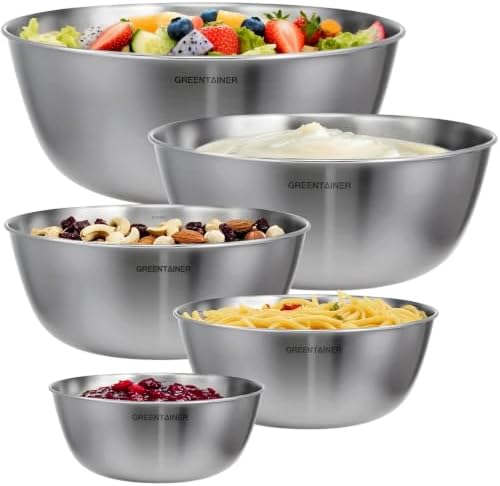 Greentainer Stainless Steel Mixing Bowls Set of 5 by Greentainer