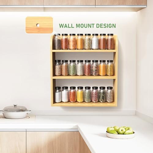 ROMGUAR CRAFT 3 Tier Bamboo Spice Rack Countertop or Wall Mounting - Image 2