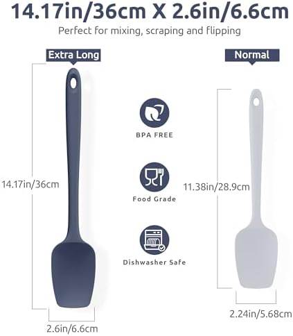 U-Taste 14" Long Silicone Spoonula, 600°F High Temp Spatula, Midnight Blue - Image 2