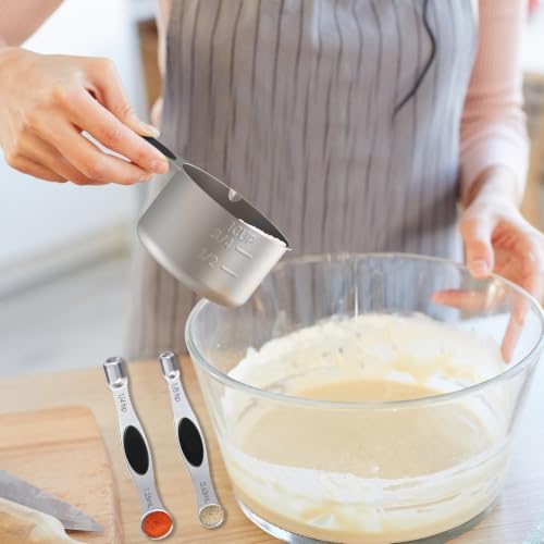 Measuring cups and spoons set, Magnetic Measuring 5 Cups 7 Spoons & 1 Leveler - Image 4