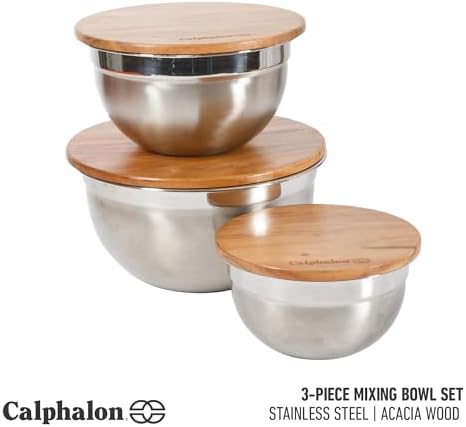 Calphalon Orbit Mixing Bowl Set, 3-Piece Stainless Steel Mixing Bowls - Image 2
