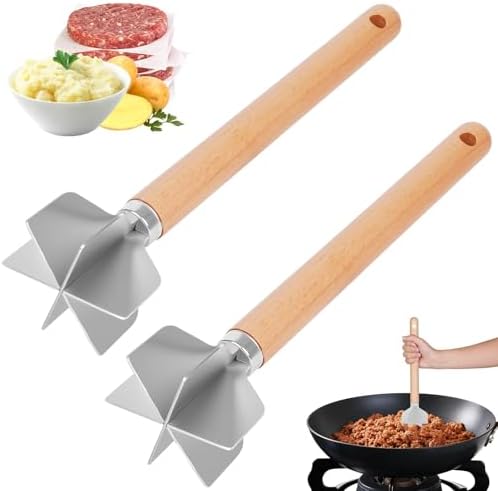 Meat Masher Stainless Steel Meat Chopper, 6-Blade Ground Beef Chopper Tool by FIMXSD
