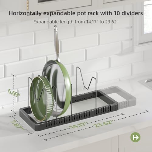 PanPanPal Pots and Pans Organizer under Cabinet, Expandable Pot Lid Organizer - Image 2