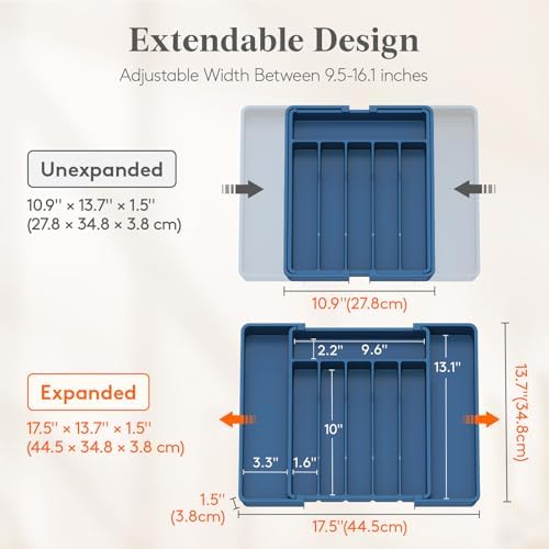 Lifewit Expandable Silverware Drawer Organizer, Kitchen Utensil Tray - Image 2