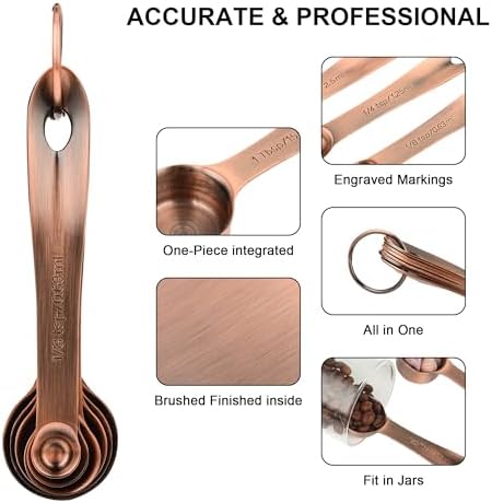 Copper Measuring Cups and Spoons Set, Stainless Steel Measuring Cups and Spoons - Image 7