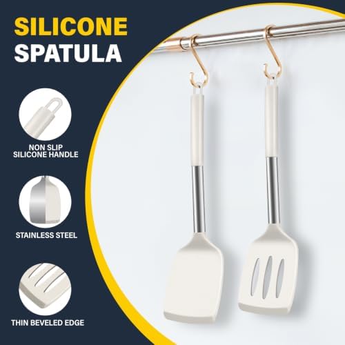 2 Pack Silicone Spatula Set, Solid & Slotted Turner - Image 6
