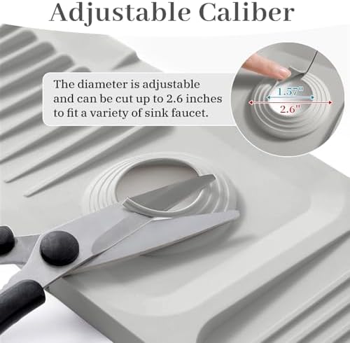 PoYang 23.6 Inch Silicone Sink Splash Guard, Kitchen Sink Mat, Light Grey - Image 4