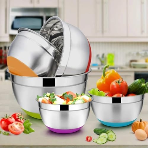 Mixing Bowls with Lids 6 Piece, Stainless Steel Nesting Bowls Set - Image 3