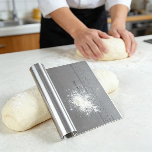 RUPOHIU Dough Scraper for Baking, Stainless Steel Bench Scraper - Image 4