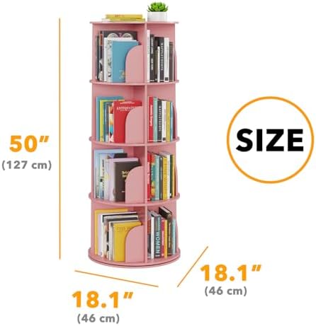 SpaceAid 4 Tier Rotating Bookshelf Tower, Spinning Bookcase Lazy Susan - Image 2