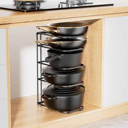 ORDORA 5-Tier Pot and Pan Organizer 16.6", No Assembly Cookware Rack 1-Pack - Image 7