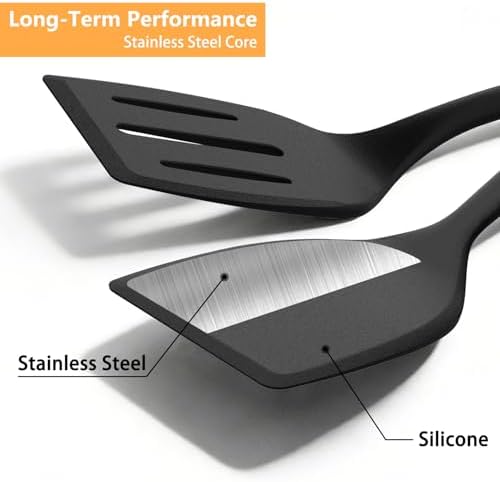 Silicone Spatula Turner Set, 600°F High Heat Resistant Spatulas - Image 4