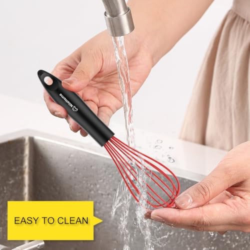 NileHome Silicone Whisk Set 8" 10" 12" Kitchen Whisk Red - Image 6