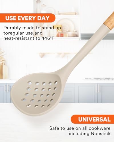 Badiano Silicone Kitchen Ladle Strainer, Large Slotted Spoon - Image 4