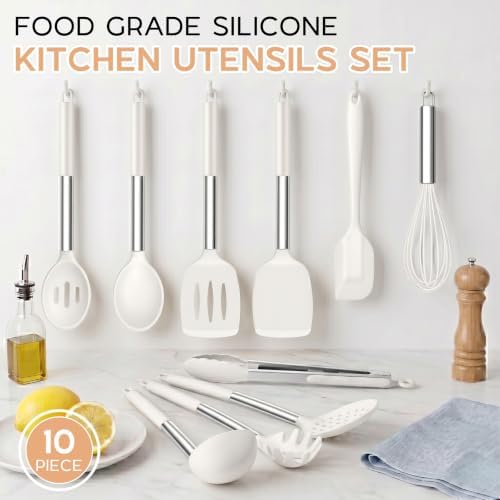 Onader 10 Pieces Silicone Kitchen Utensils Set, Cooking Utensils - Image 2