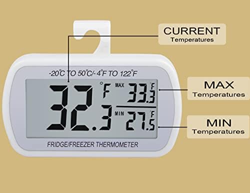 AEVETE 4 Pack Waterproof Digital Refrigerator Freezer Thermometer Large LCD - Image 3