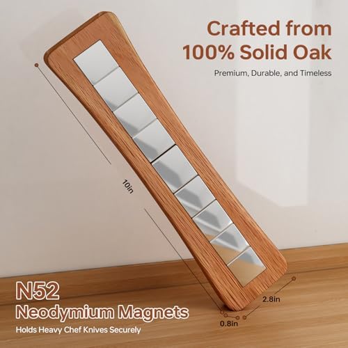 Knife Magnetic Strip, 10 Inch Solid Oak Magnetic Knife Holder - Image 3