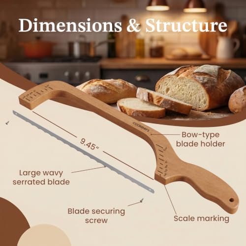 Sourdough Bow Bread Knife With thickness Scale–Large Bread Slicer - Image 6