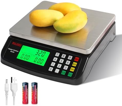 Large Digital Kitchen Scale Black 30kg/66lb Commercial Food Scale Stainless by rujixu