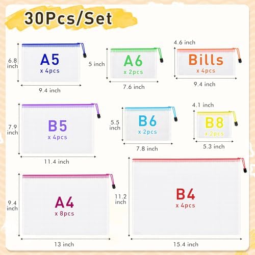 30pcs Mesh Zipper Pouch Bags, 8 Sizes Zippered Storage Bags - Image 2