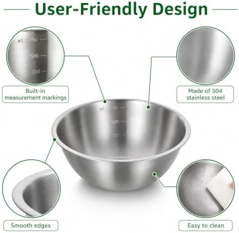 salbsever 3 Pcs Stainless Mixing Bowls, Metal Cooking Bowl - Image 5