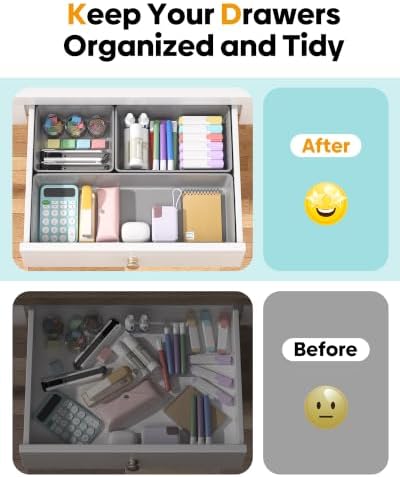 10 Pack Large Size Plastic Drawer Organizers Set, 3 Sizes Desk Drawer Organizer - Image 4