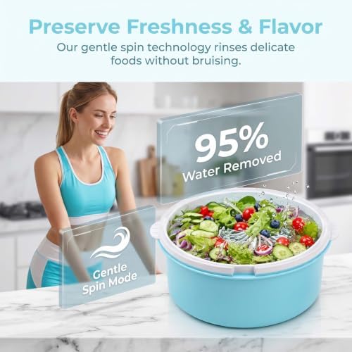 Electric Salad Spinner and Produce Washer, Fruit Cleaner Spinner Bowl - Image 4