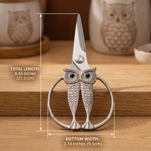 XSNBRD All Purpose Kitchen Shears, Pearl Nickel Stainless Steel Owl Scissors - Image 2