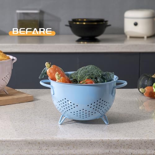Metal Colander 5 Quart Powder Coated Self-draining Metal Strainer - Image 7