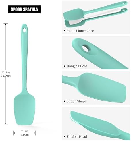 Doosu 600°F Heat Resistant Silicone Large Spoon, Aqua Sky - Image 2