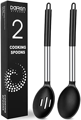 Pack of 2 Large Silicone Cooking Spoons, BPA Free Kitchen Scoops by DaiRenKitchen