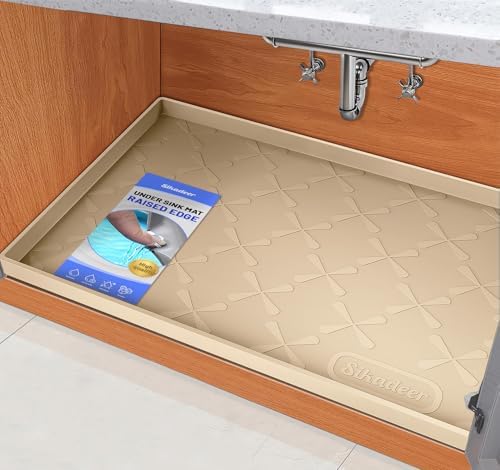 SIKADEER Waterproof Under Sink Mat 22" x 22" Silicone Mat Cabinet Protector by SIKADEER