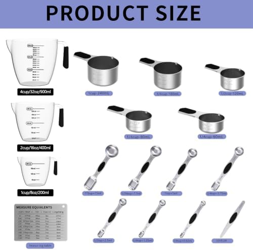 Measuring cups and spoons set, Magnetic Measuring 5 Cups 7 Spoons & 1 Leveler - Image 6