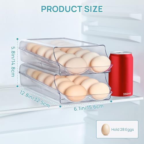 Vtopmart 2 Pack Egg Holder for Fridge, Automatic Rolling Egg Container - Image 2